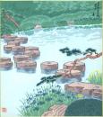 （木版画色紙）徳力富吉郎「平安神宮神苑　燕子花」
