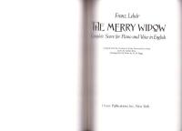 （楽譜・原書）The Merry Widow -Complete Score for Piano and Voice in English-（陽気な未亡人 -ピアノと声楽のための全曲スコア　英語版-）