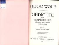 （楽譜・原書）WOLF　BandⅠ -Morike=Lieder- （ヴォルフⅠ　-メーリケ歌曲-）