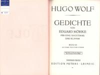 （楽譜・原書）WOLF　BandⅢ -Morike=Lieder- （ヴォルフⅢ　-メーリケ歌曲-）