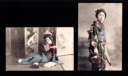 （絵葉書）女性　-手彩色-　2枚