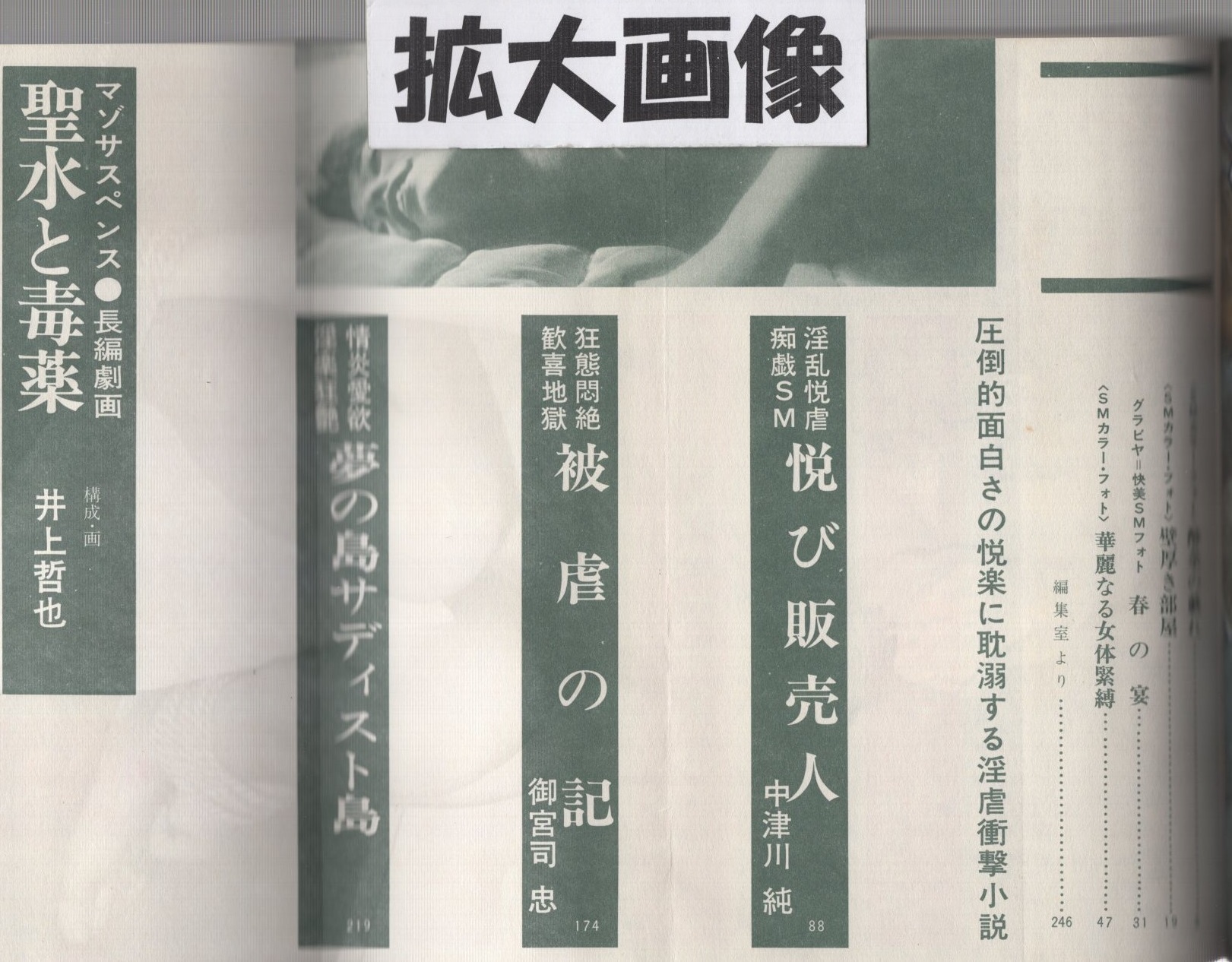 緊縛　悦虐　SM　緊縛美 快美 小説SM CLUB 昭和53年2月号(中津川純「淫乱悦虐痴戯SM 悦び販売人」、御宮司忠「狂態悶絶歓喜地獄 被虐の記」、井上哲也「長編劇画  聖水と毒薬」) / 古本、中古本、古書籍の通販は「日本の古本屋」 / 日本の古本屋