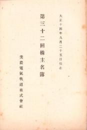 美濃電気軌道株式会社　第32回株主名簿　-大正14年9月25日現在-（岐阜県）