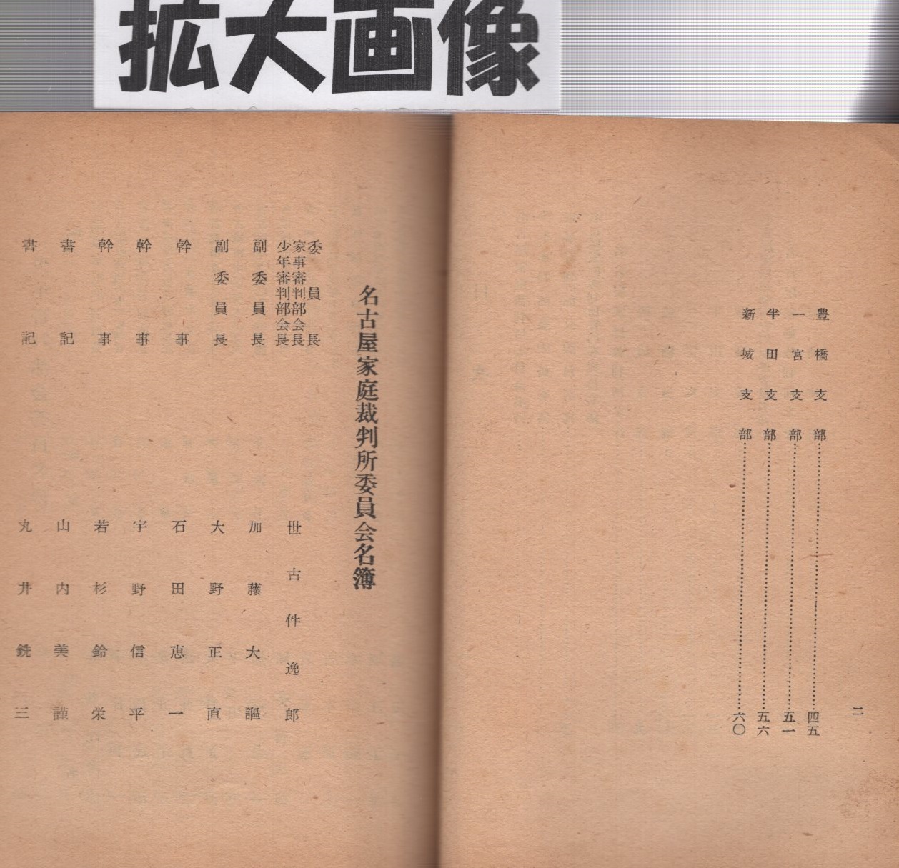 名古屋家庭裁判所委員会委員 参与員 調停委員名簿 昭和26年度 古本 中古本 古書籍の通販は 日本の古本屋 日本の古本屋