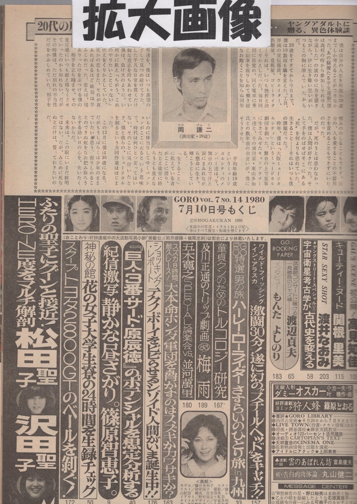 GORO 昭和55年14号 昭和55年7月10日号 表紙モデル・藤谷美和子