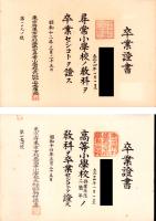(卒業證書）東京府東京市杉並第七尋常小学校/同杉並高等小学校　2枚一括　-昭和12～14年-（東京市）