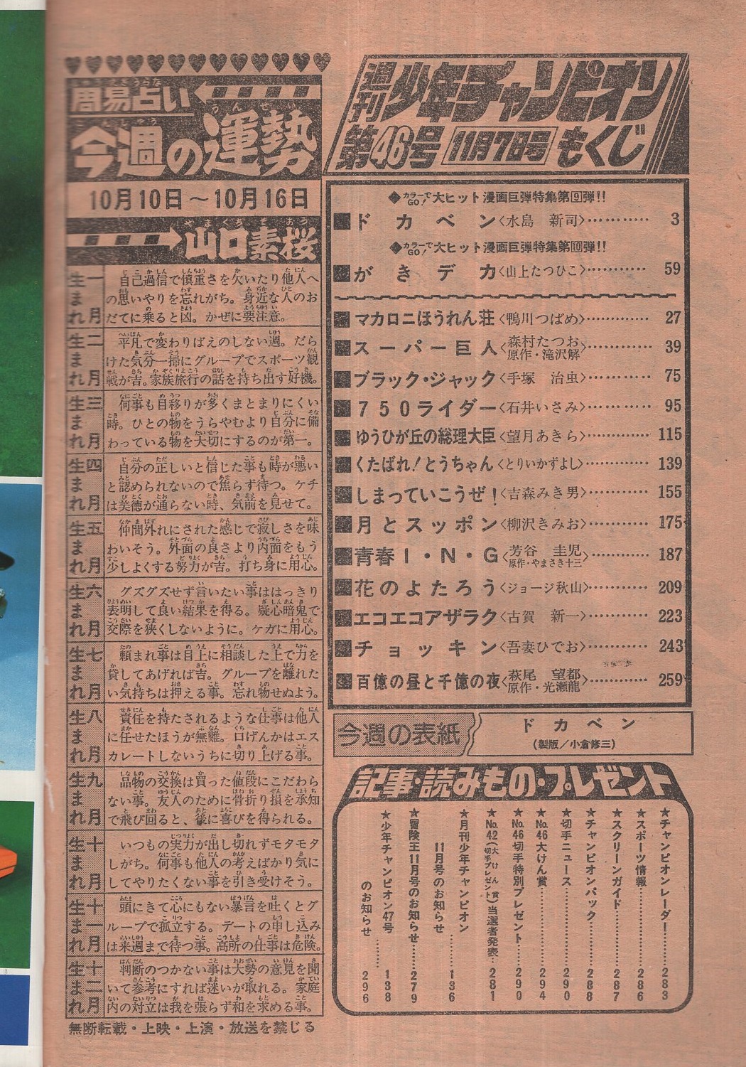 週刊少年チャンピオン 昭和52年46号 昭和52年11月7日(（連載）水島新司