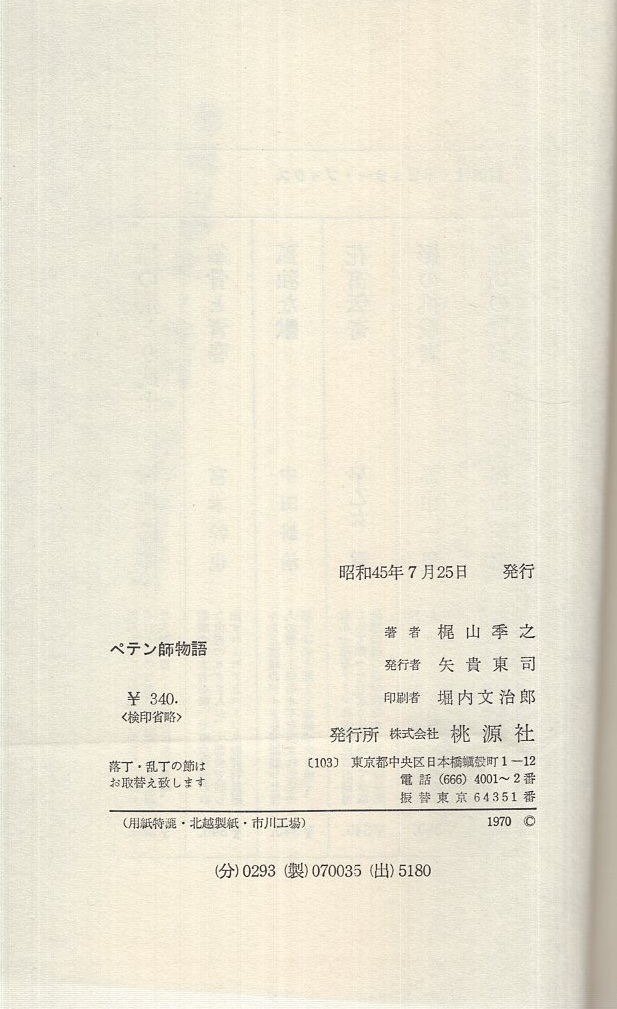 ペテン師物語 ポピュラー・ブックス(梶山季之、装幀・長尾みのる