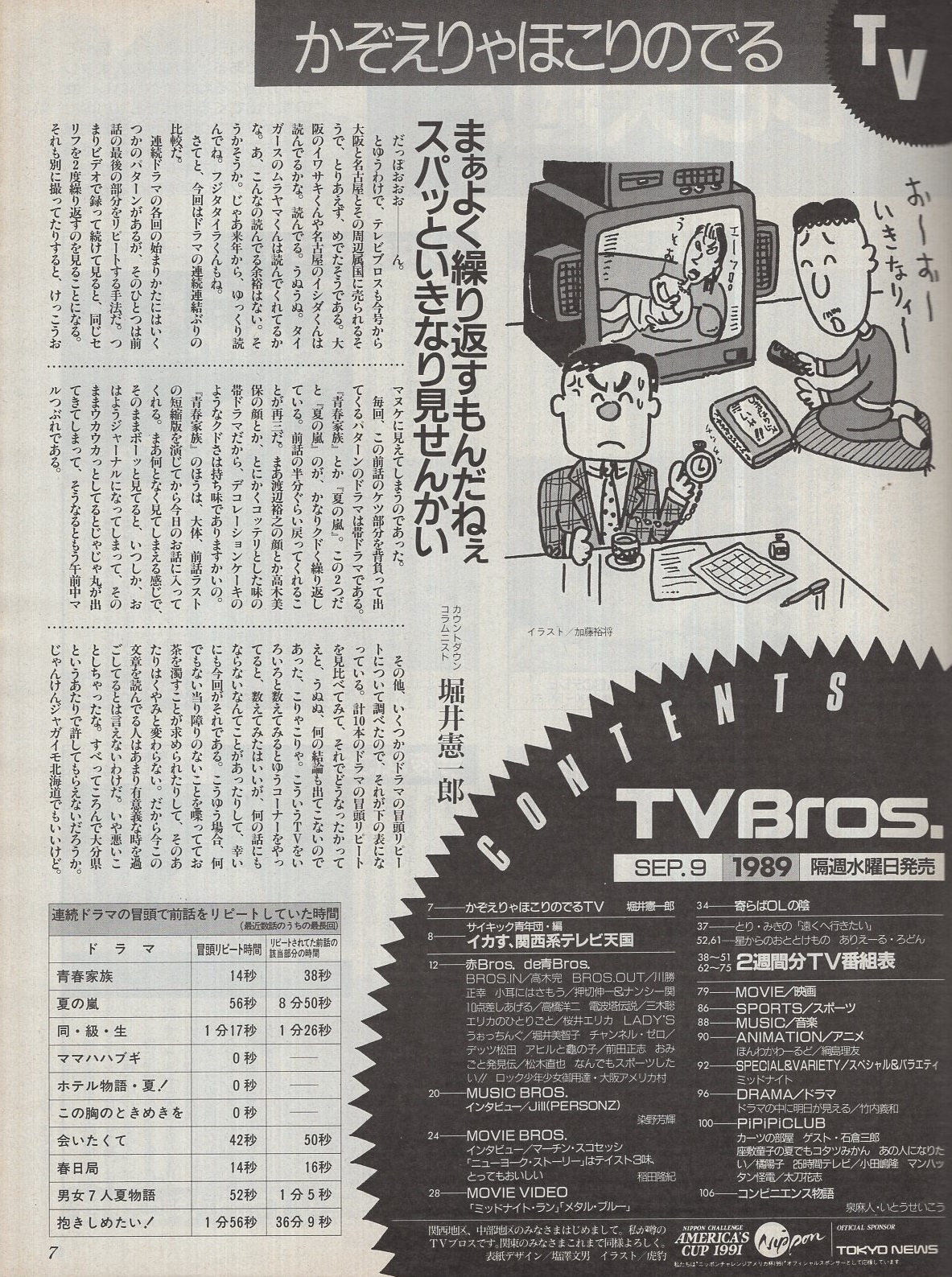 テレビブロス TVBros. 創刊号 平成1年9月9日→9月22日(〈インタビュー