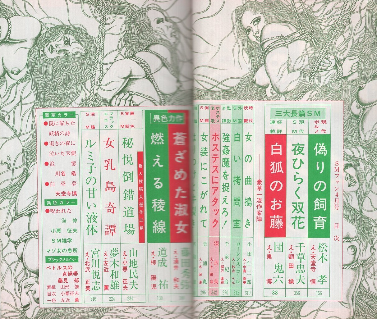 ＳＭ劇画 SMファン 昭和47年4月号 表紙画・山形強(横山まさみち「SM劇画 女を呪わば穴八つ」、藤見郁「ブラックメルヘン  ペトルスの貞操帯」、岡本信彦、小悪征夫、川名皓、天堂寺慎、団鬼六、千草忠夫、松本孝、千家紀彦、宮本勲、秋吉らん、中島喜美) / 古本、中古本、古書籍の  ...