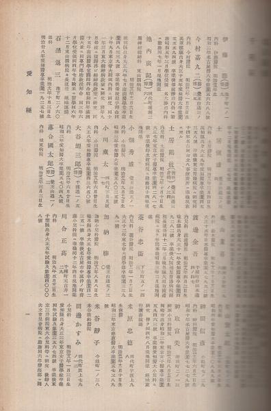 日本医籍録 中部版 昭和14年版 （静岡、愛知、山梨、長野、新潟、富山