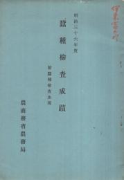 明治36年度　蚕種検査成蹟　附・蚕種検査法規　明治36年度　（農商務省農務局）