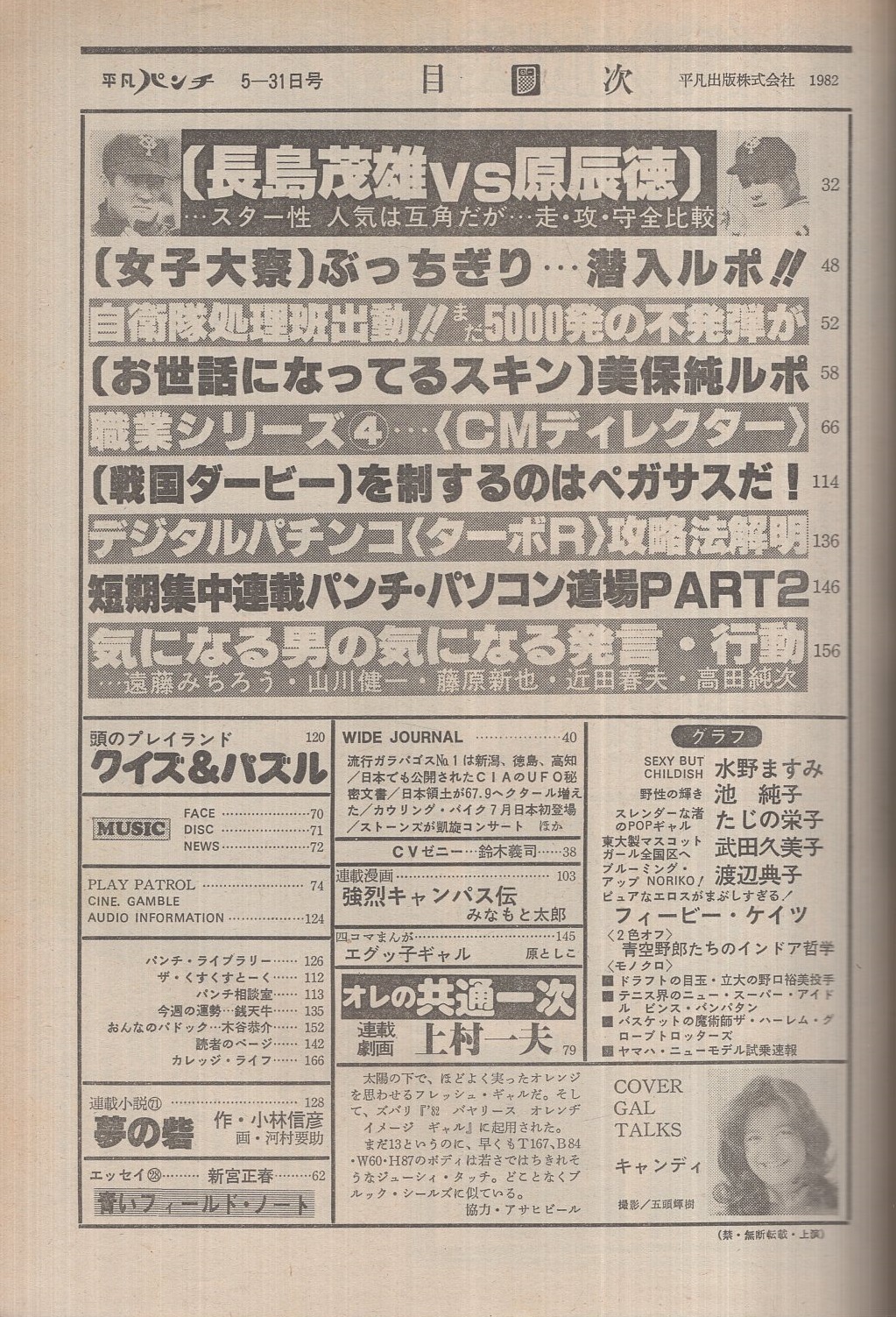 週刊平凡パンチ 913号 昭和57年5月31日号 表紙モデル