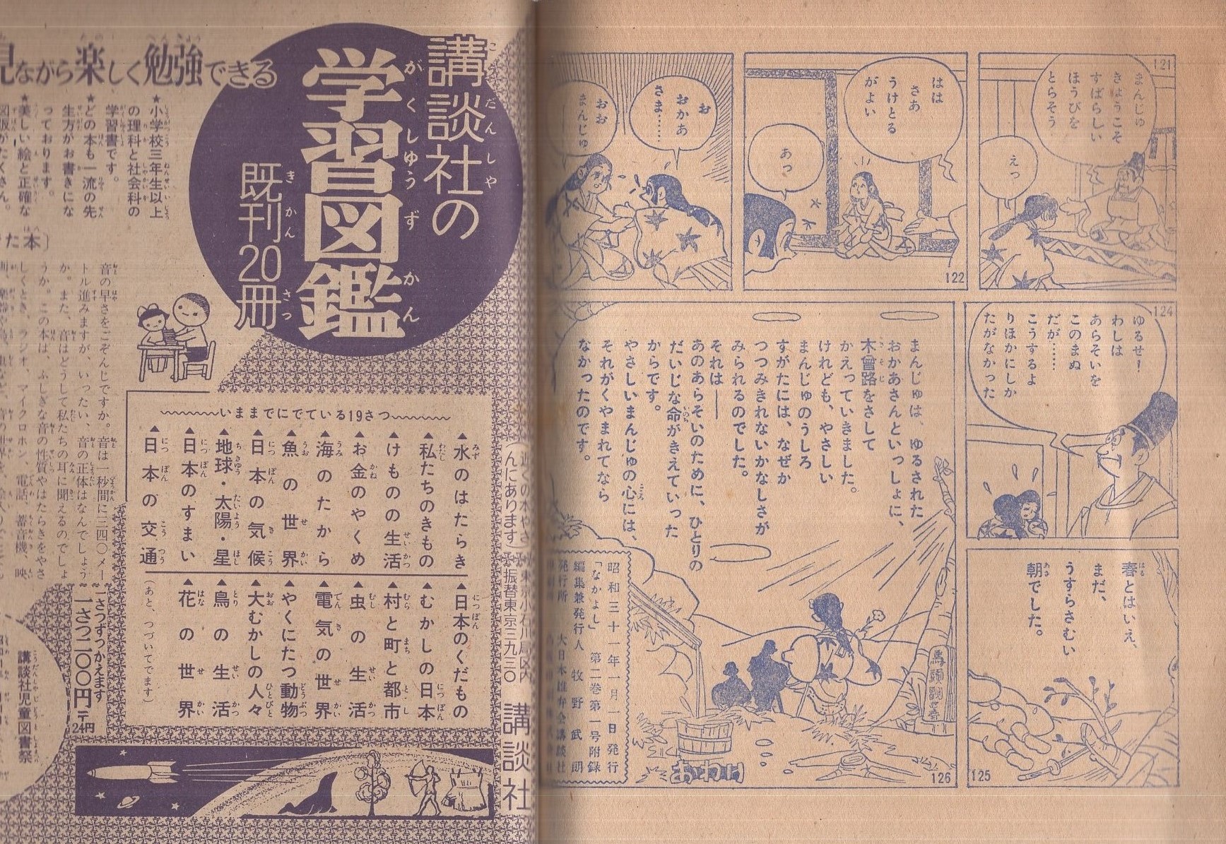 少女絵物語 泣くなまい姫 -まんじゅ姫物語- なかよし昭和31年1月 少女絵物語 泣くなまい姫 -まんじゅ姫物語- なかよし昭和31年1月