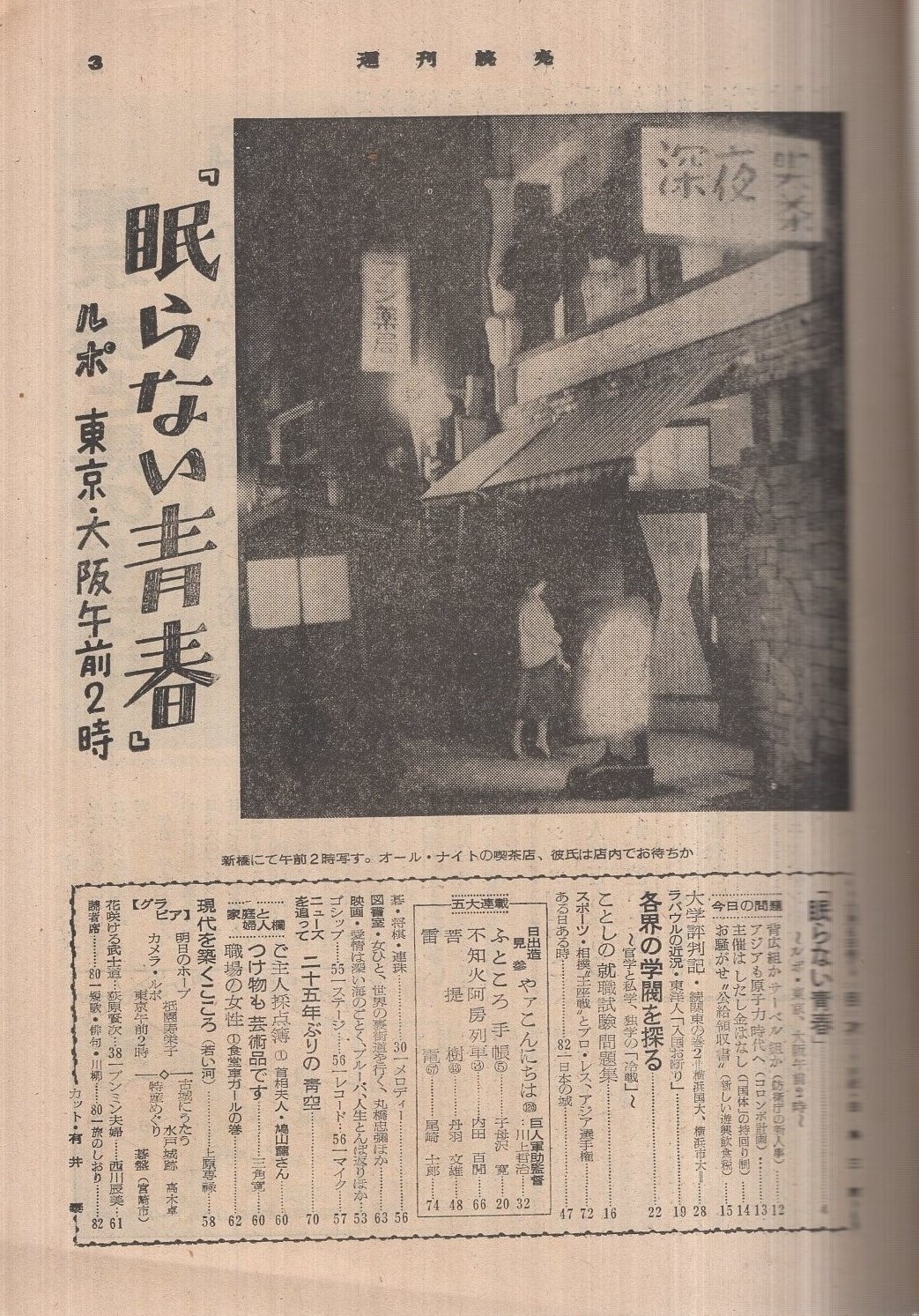 週刊読売 昭和30年11月6日号 表紙画・白鳥三郎(〈『眠らない青春