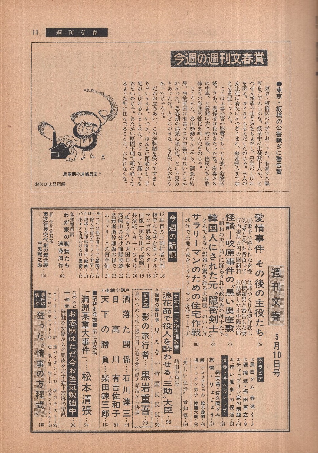 週刊文春 昭和40年5月10日号 表紙モデル・藤山陽子(〈愛情事件