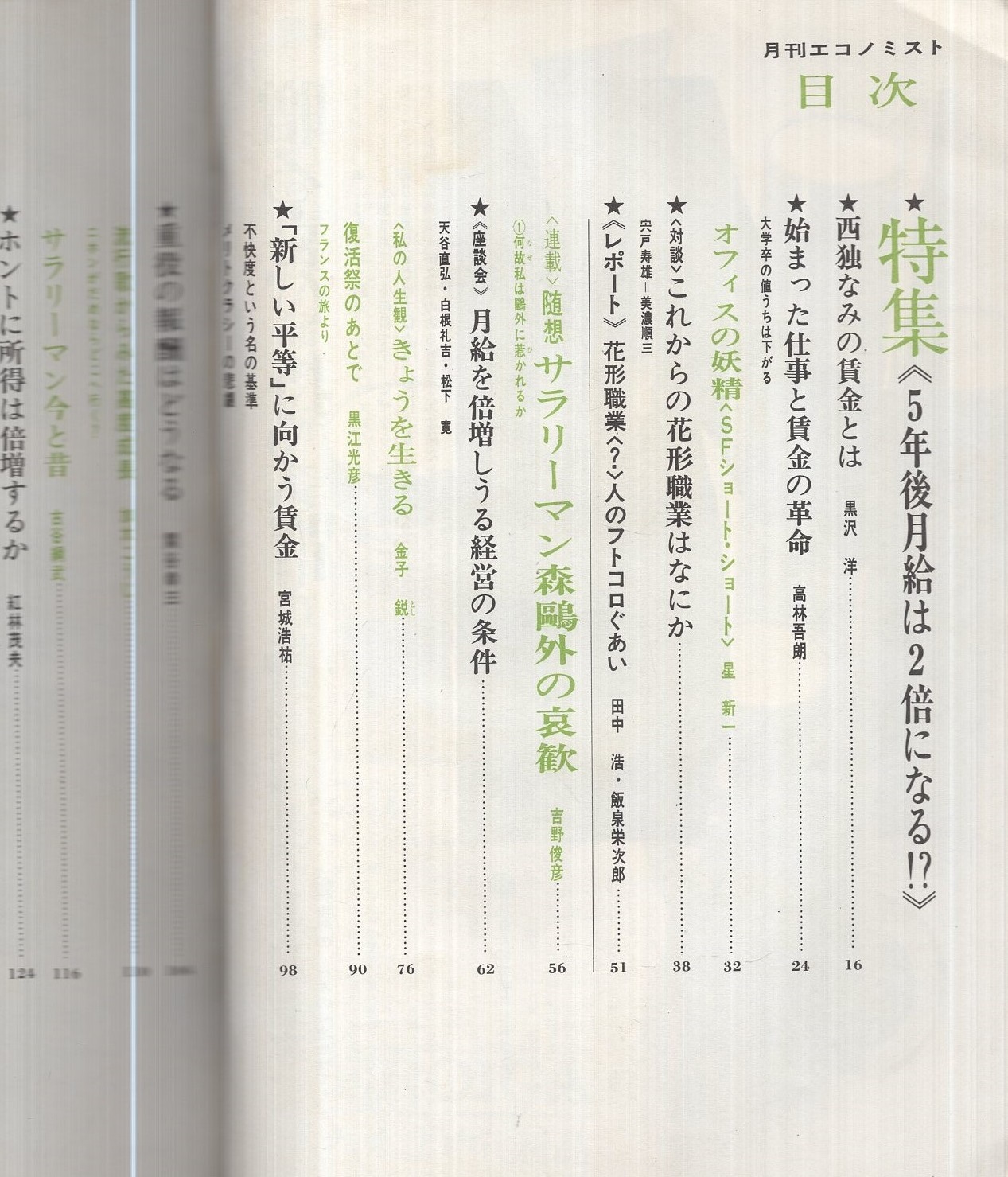 月刊エコノミスト 創刊号 昭和45年5月号(星新一「オフィスの妖精