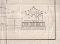 「烏山町八雲神社本社及拝殿側面図」「社務所平面図・社務所正面図・神輿殿正面図・額堂平面図・額堂正面図」　2枚一括（栃木県）