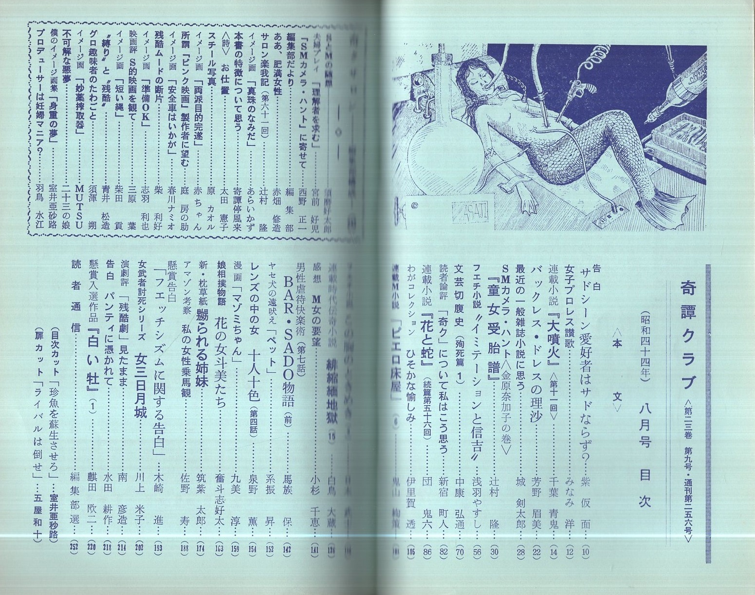 昭和の雑誌 SMハント 奇譚クラブ 昭和44年8月号(みなみ洋「女子プロレス讃歌」1.5頁、中康弘通「文芸切腹史 殉死篇1」5頁、奮斗士好太「娘相撲物語17  花の女斗美たち」11頁、団鬼六、辻村隆、鬼山絢策、千葉青鬼、芳野眉美、白鳥大蔵、春川ナミオ、斎藤夜居) / 古本、中古本、古書籍の通販は ...