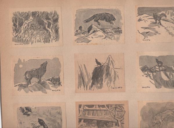 切り抜き挿絵スクラップ帖）佐藤泰治 450枚 / 古本、中古本、古