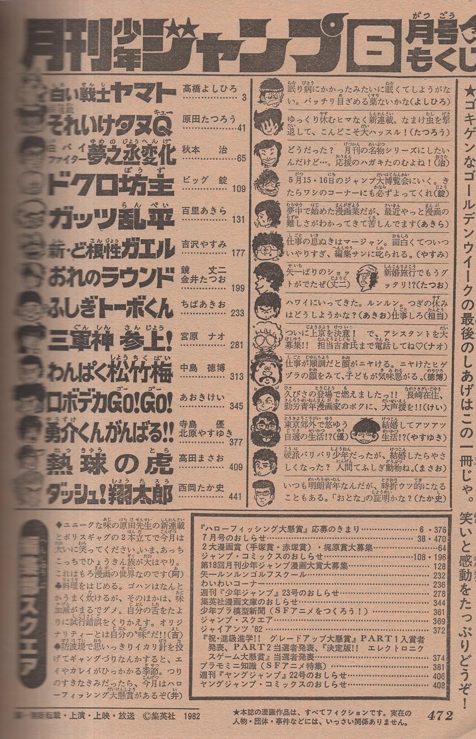 月刊少年ジャンプ 昭和57年6月号(〈読切 秋本治「白バイ
