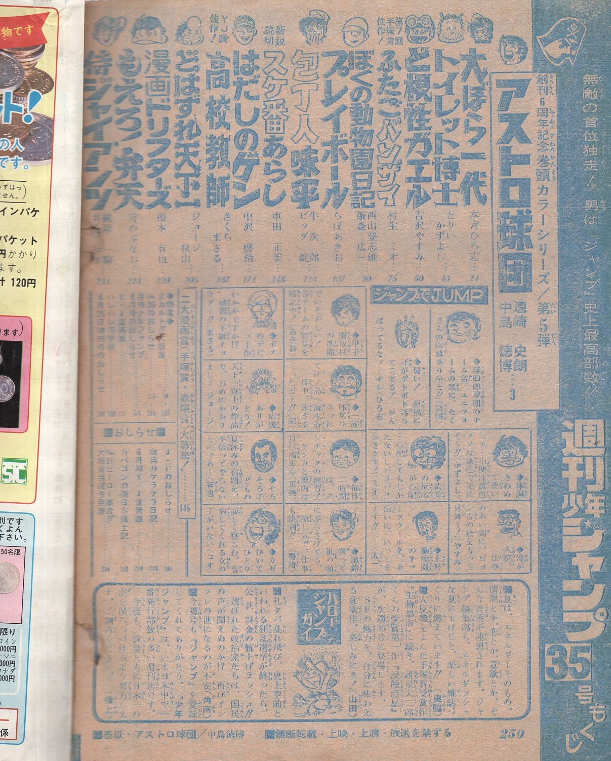 週刊少年ジャンプ 昭和49年35号 昭和49年8月26日号 表紙画・中島