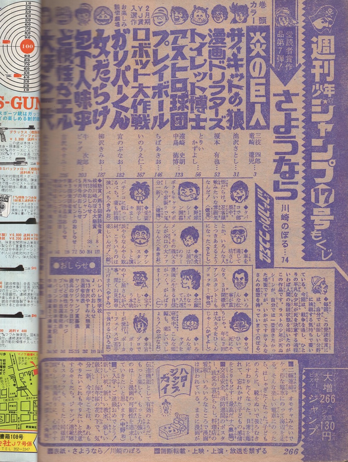 週刊少年ジャンプ 昭和50年17号 昭和50年4月28日号 表紙画・川崎のぼる