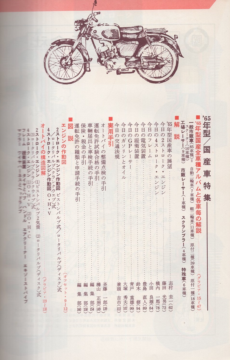 オートバイ 昭和40年6月号 65国産車特集 モノクロ32頁 記事118頁 ニューモデル紹介 ヤマハya6 D型125ｃｃ カワサキ85 J1m型81 5ｃｃ 各モノクロ2頁 ニューモデル紹介 ラビットジュニアs301b 型123ｃｃとラビットツーリングs302bt型123cc モノクロ3頁