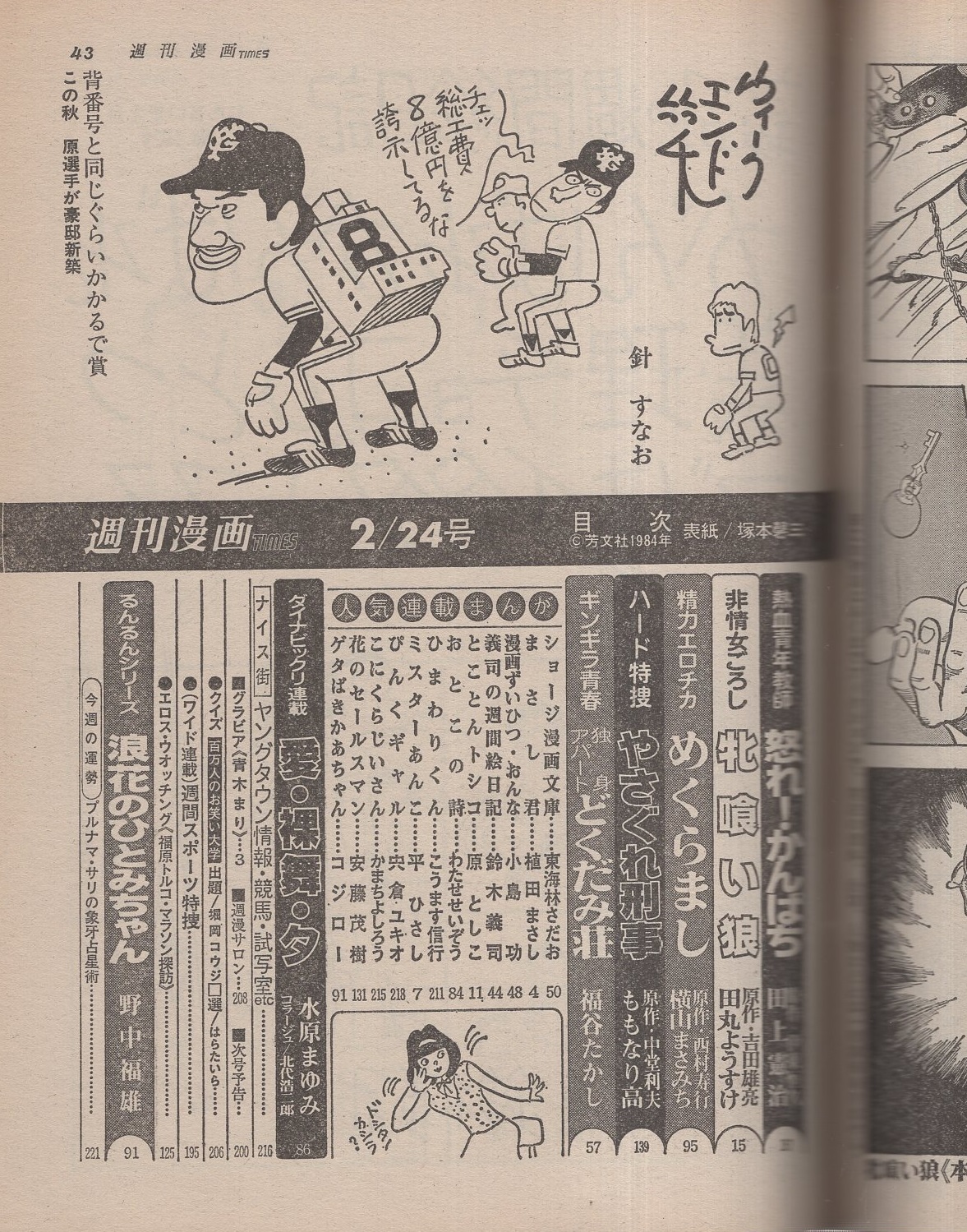 週刊漫画TIMES 昭和59年2月24日号 表紙画・塚本馨三(〈グラビア