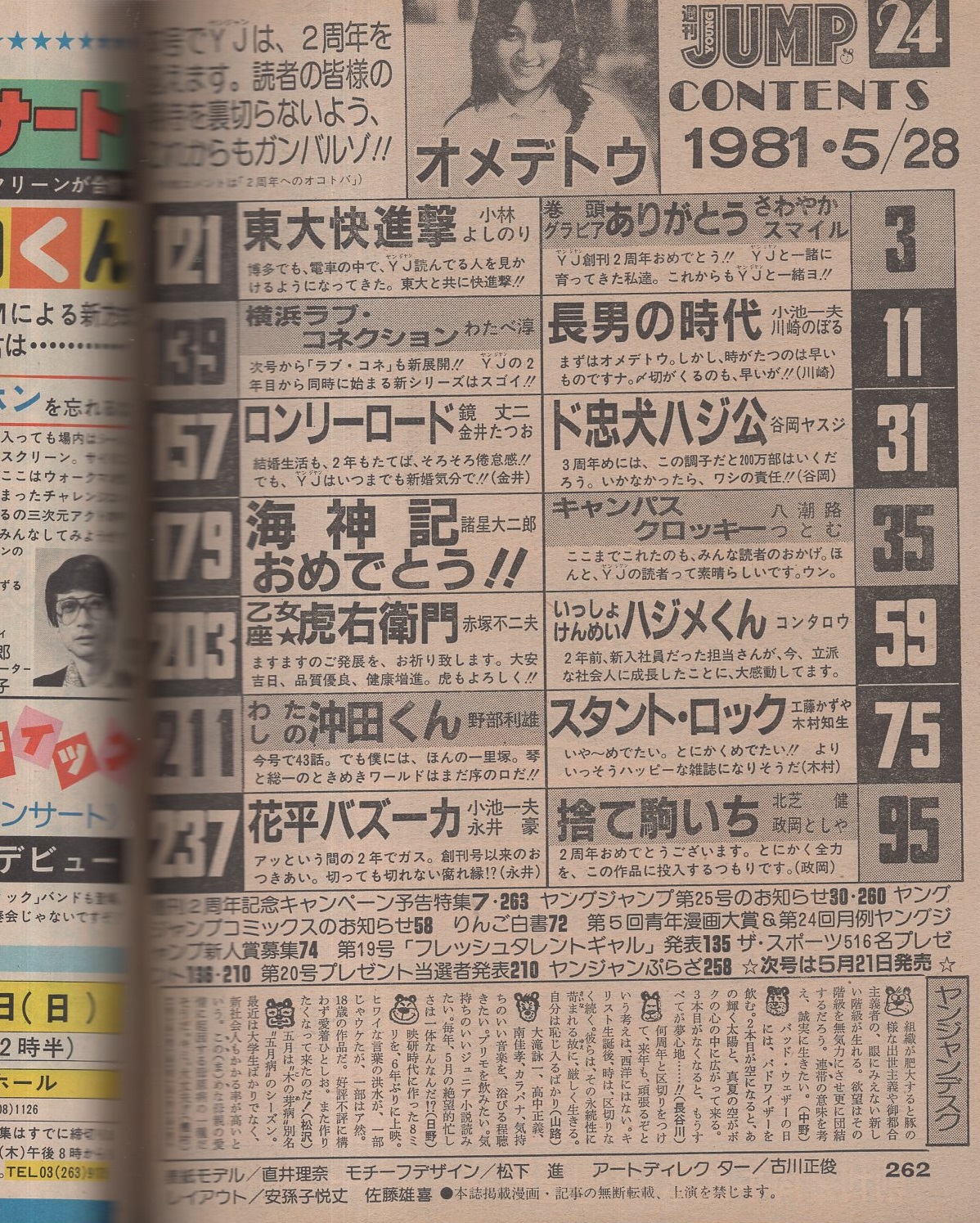 週刊ヤングジャンプ 昭和56年24号 昭和56年5月28日号(〈巻頭