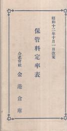 保管料定率表　-昭和12年10月1日改定-（金港倉庫）