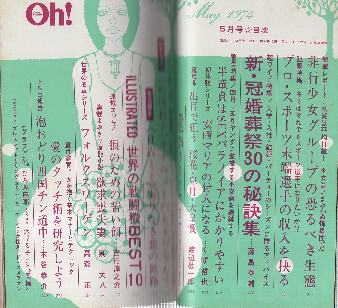 月刊pocketパンチoh 昭和49年5月号 表紙モデル 山口百恵 ひろみ麻耶 カラー10頁 沢リミ子 カラー7頁 酔中放談 松尾和子 オナペットの女王だなんて 8頁 告白構成 日吉ミミ 実りなき恋の旅路 13頁 くず哲也 初体験シリーズ 安西マリアの付人になる 月刊pocketパンチoh 昭和49年5月号 表紙モデル 山口百恵 ひろみ麻耶 カラー10頁 沢リミ子 カラー7頁 酔中放談 松尾和子 オナペットの女王だなんて 8頁 告白構成 日吉ミミ 実りなき恋の旅路 13頁 くず哲也 初体験シリーズ 安西マリアの付人になる