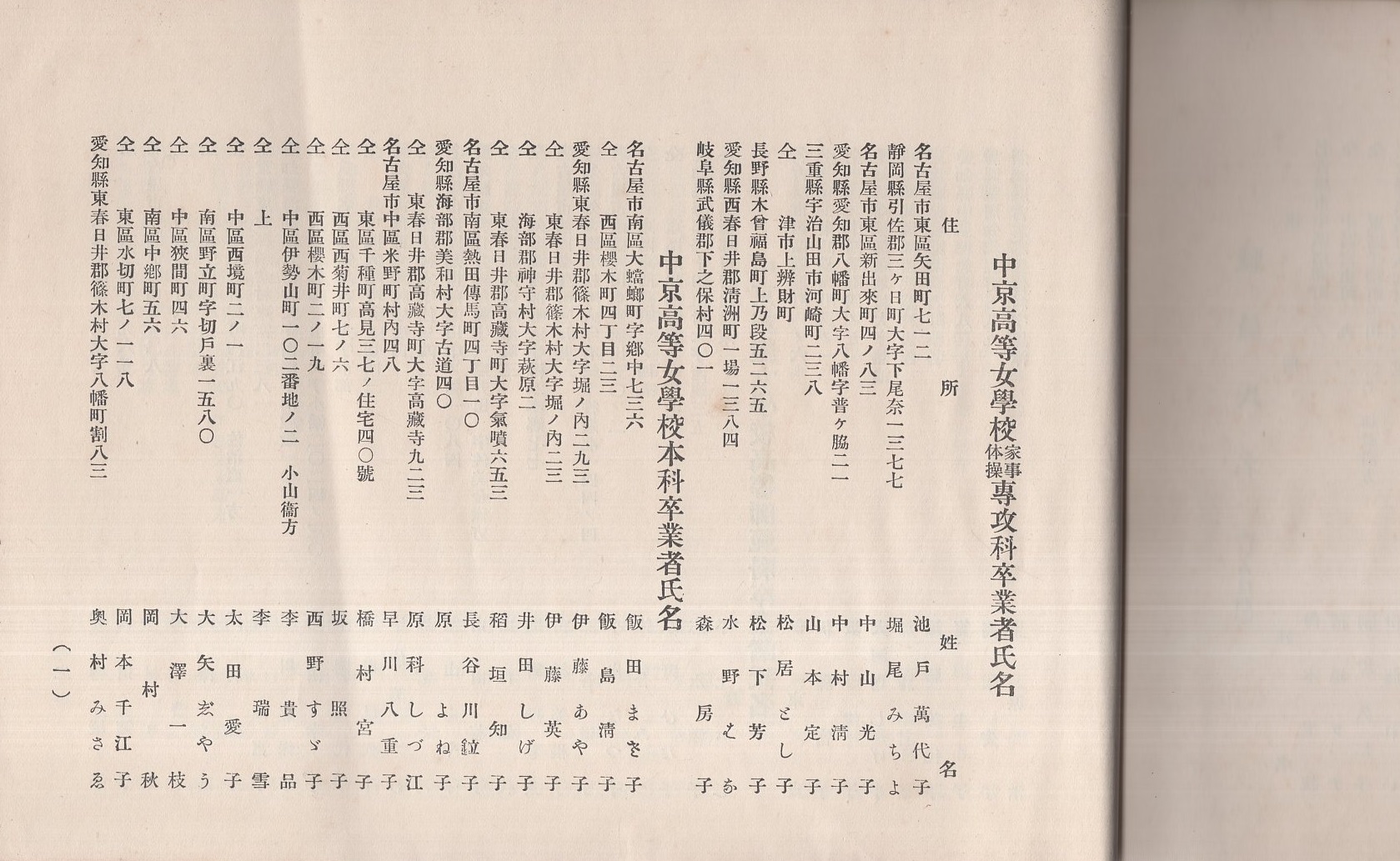 中京裁縫女学校第40回卒業・中京高等女学校第11回卒業 記念帖