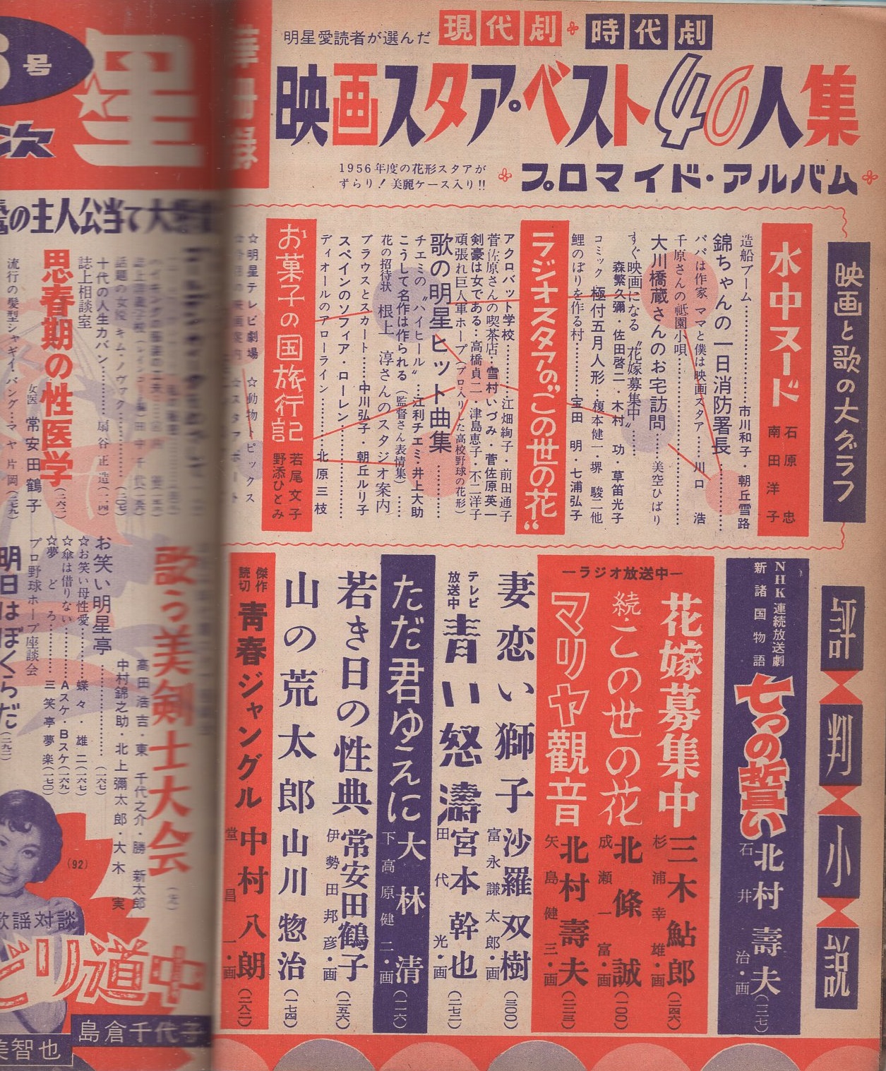 明星 昭和31年6月号 表紙モデル・山本富士子(〈カラー 石浜朗