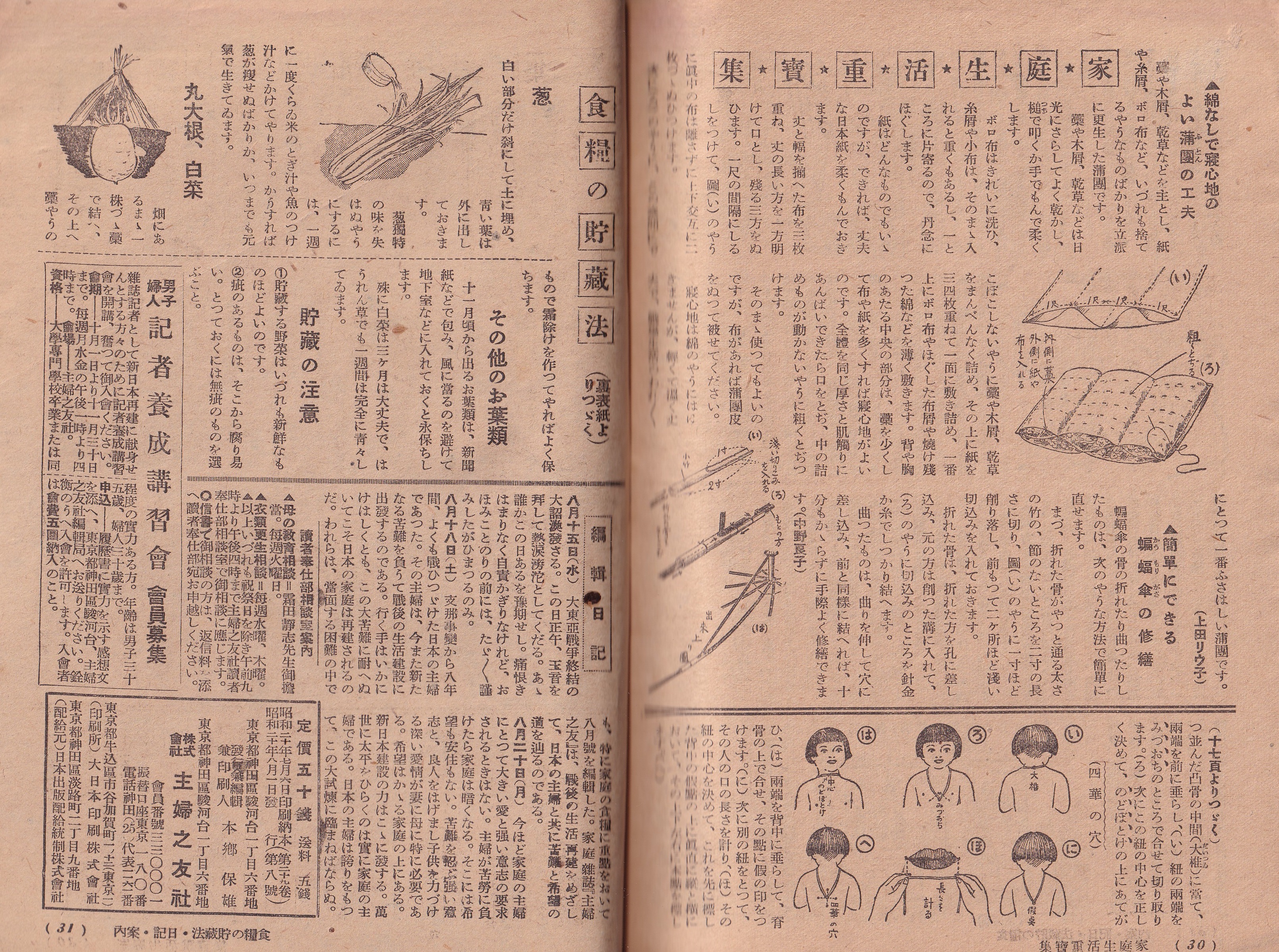 主婦之友 昭和20年8月号 表紙画・向井潤吉 | ¥5,000 - 日本の古本屋