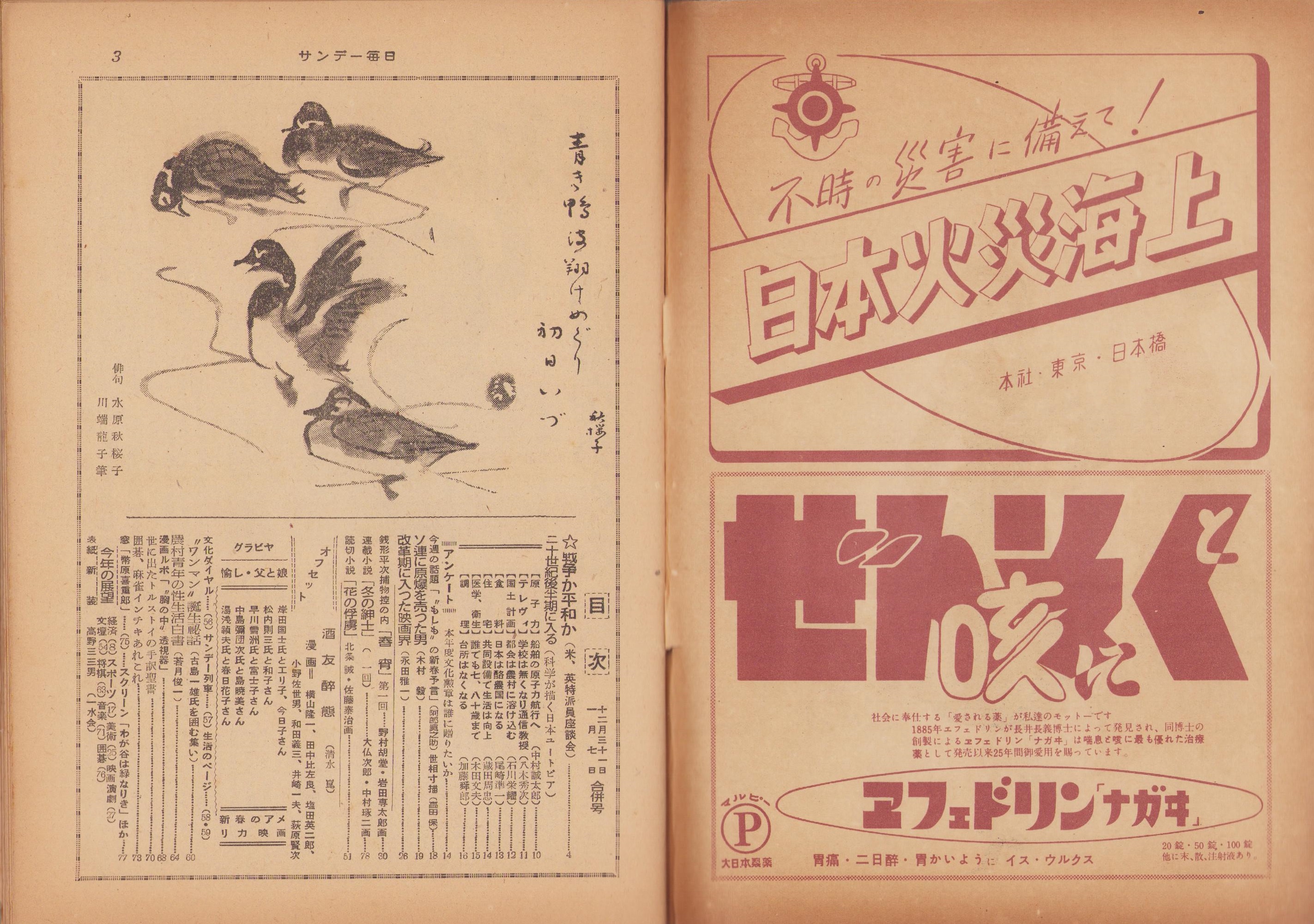 サンデー毎日 昭和25年12月31日・昭和26年1月7日合併号 表紙画