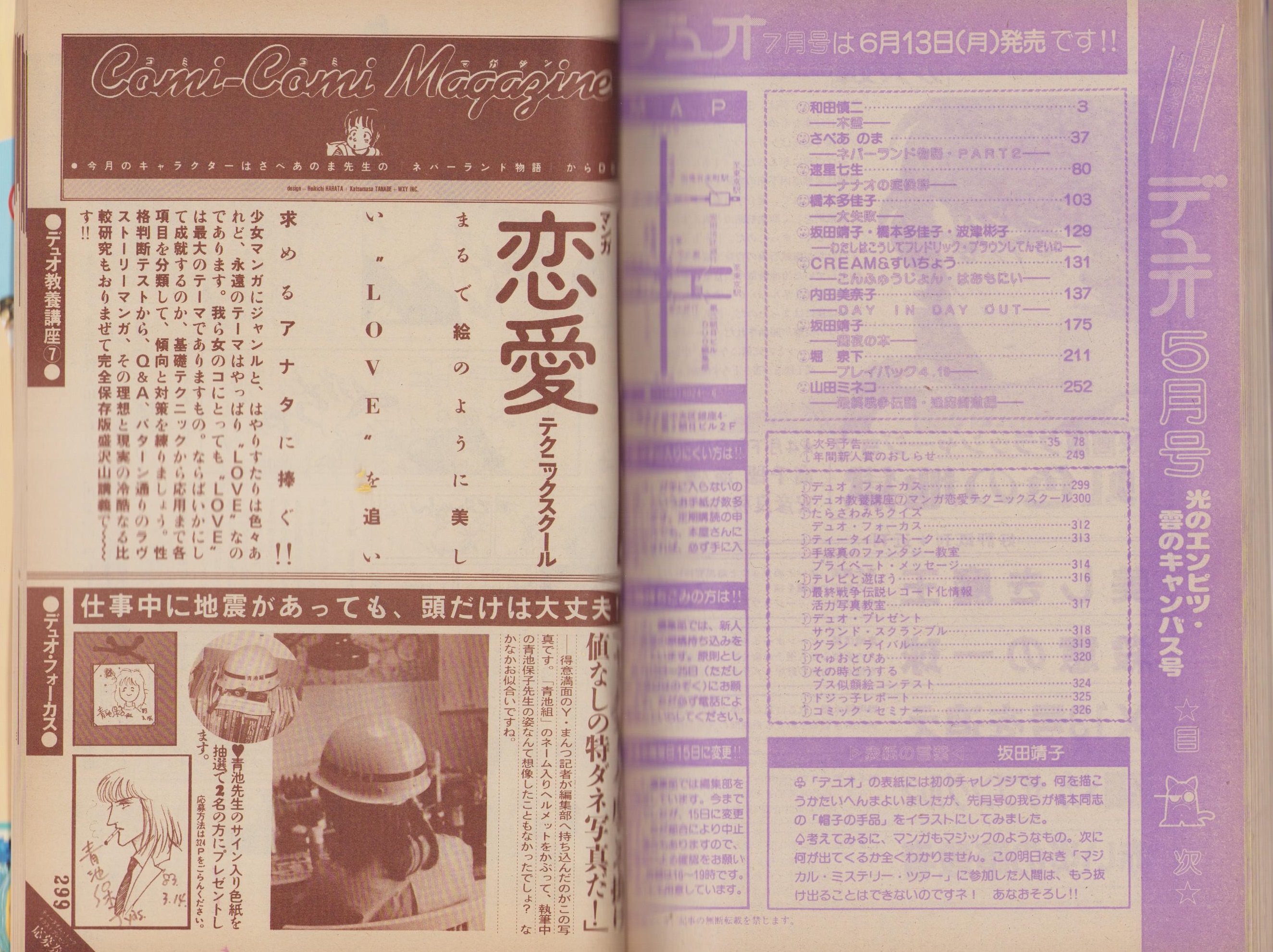 デュオ 昭和58年5月号 表紙画・坂田靖子(〈合作 坂田靖子・橋本