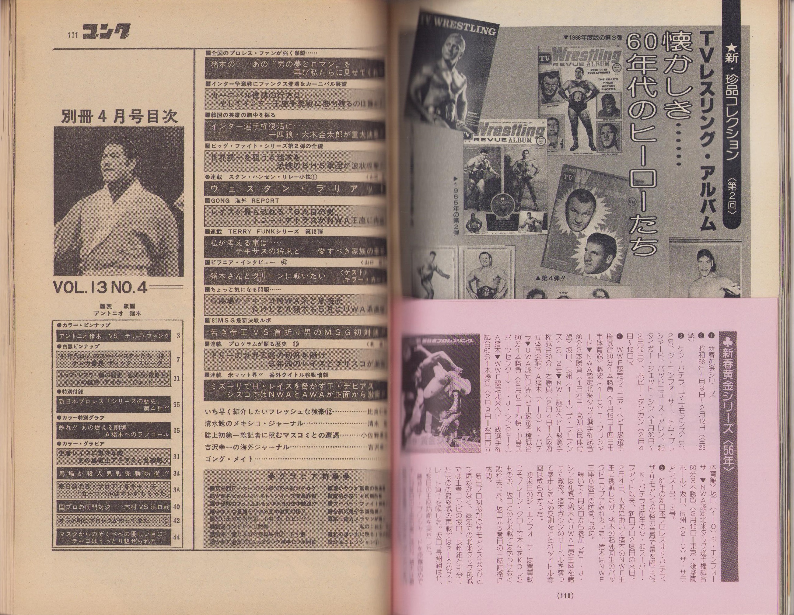 別冊ゴング 昭和56年4月号 表紙モデル・アントニオ猪木