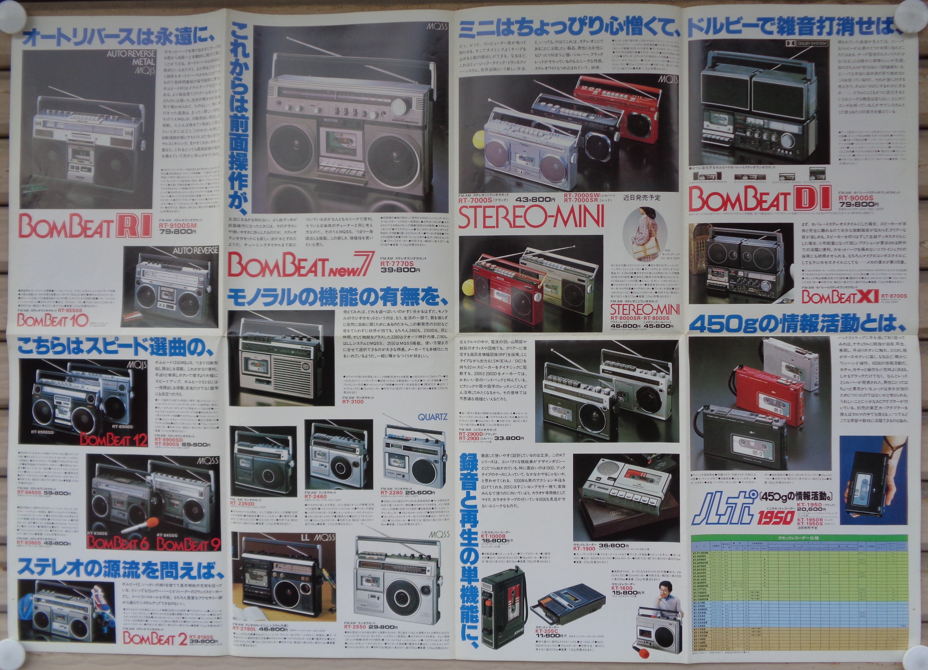 ラジカセ・パンフレット）東芝 カセットレコーダー総合カタログ