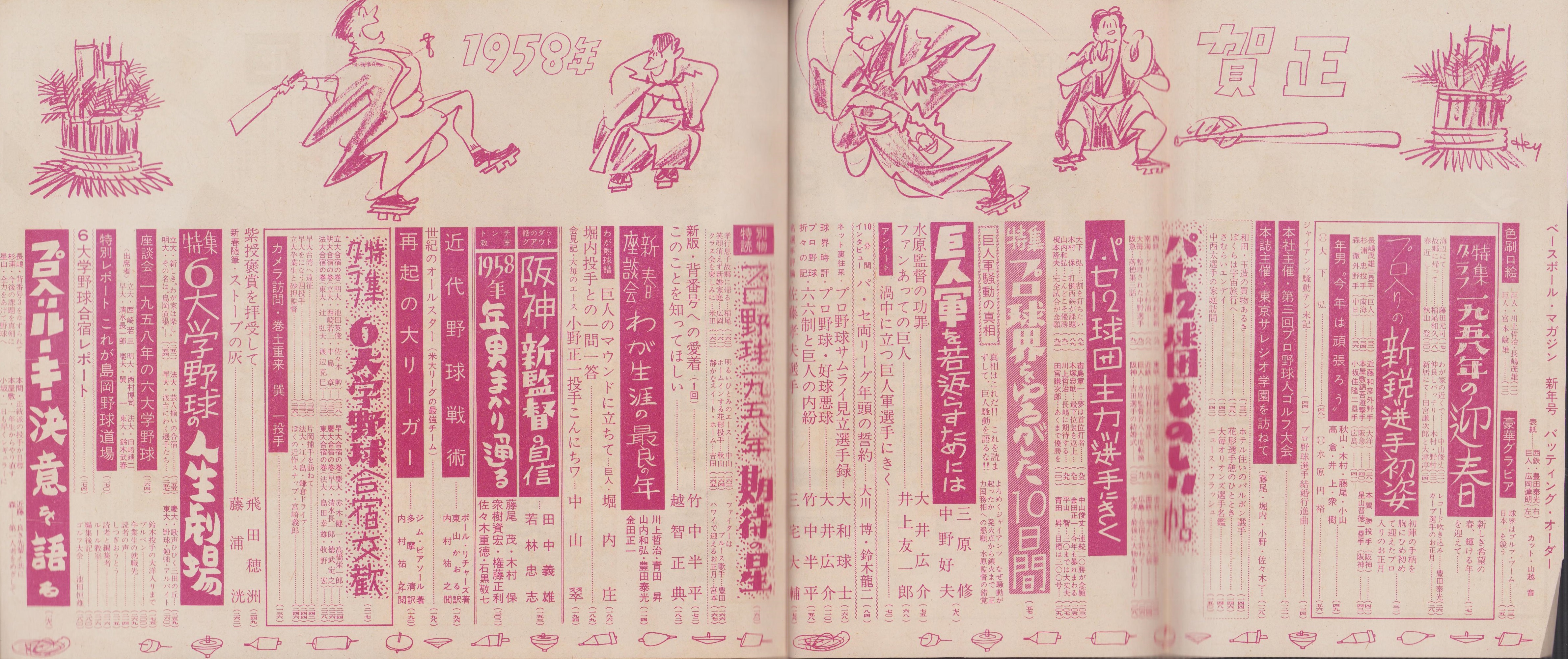 ベースボール・マガジン 昭和33年1月号 表紙モデル・豊田泰光（西鉄