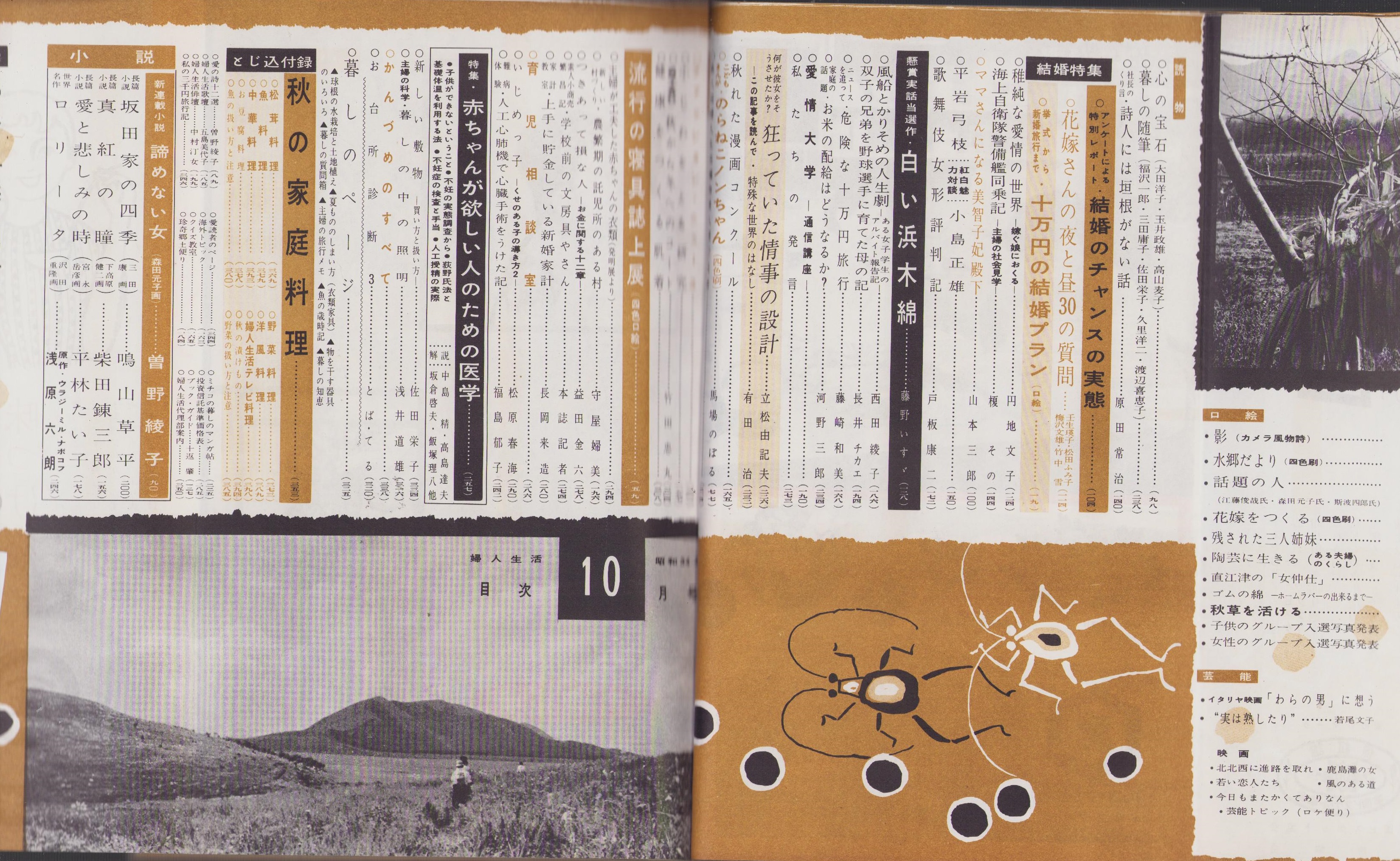 婦人生活 昭和34年10月号 表紙画・伊藤龍雄(〈対談「才女は結婚