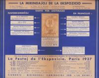 （チラシ　エスペラント・仏語）INTERNACIA EKSPOZICIO PARIS 1937（パリ国際博覧会）