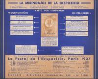 （チラシ　エスペラント・仏語）INTERNACIA EKSPOZICIO PARIS 1937（パリ国際博覧会）