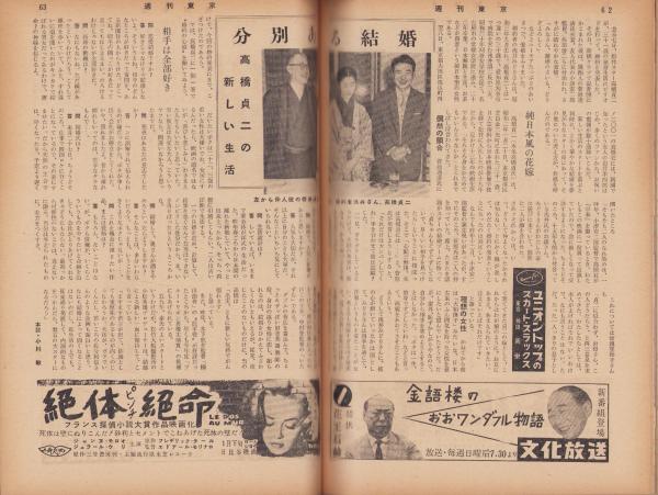 週刊東京 昭和34年1月24日号 表紙モデル・朝汐太郎(〈テレビ桟敷の