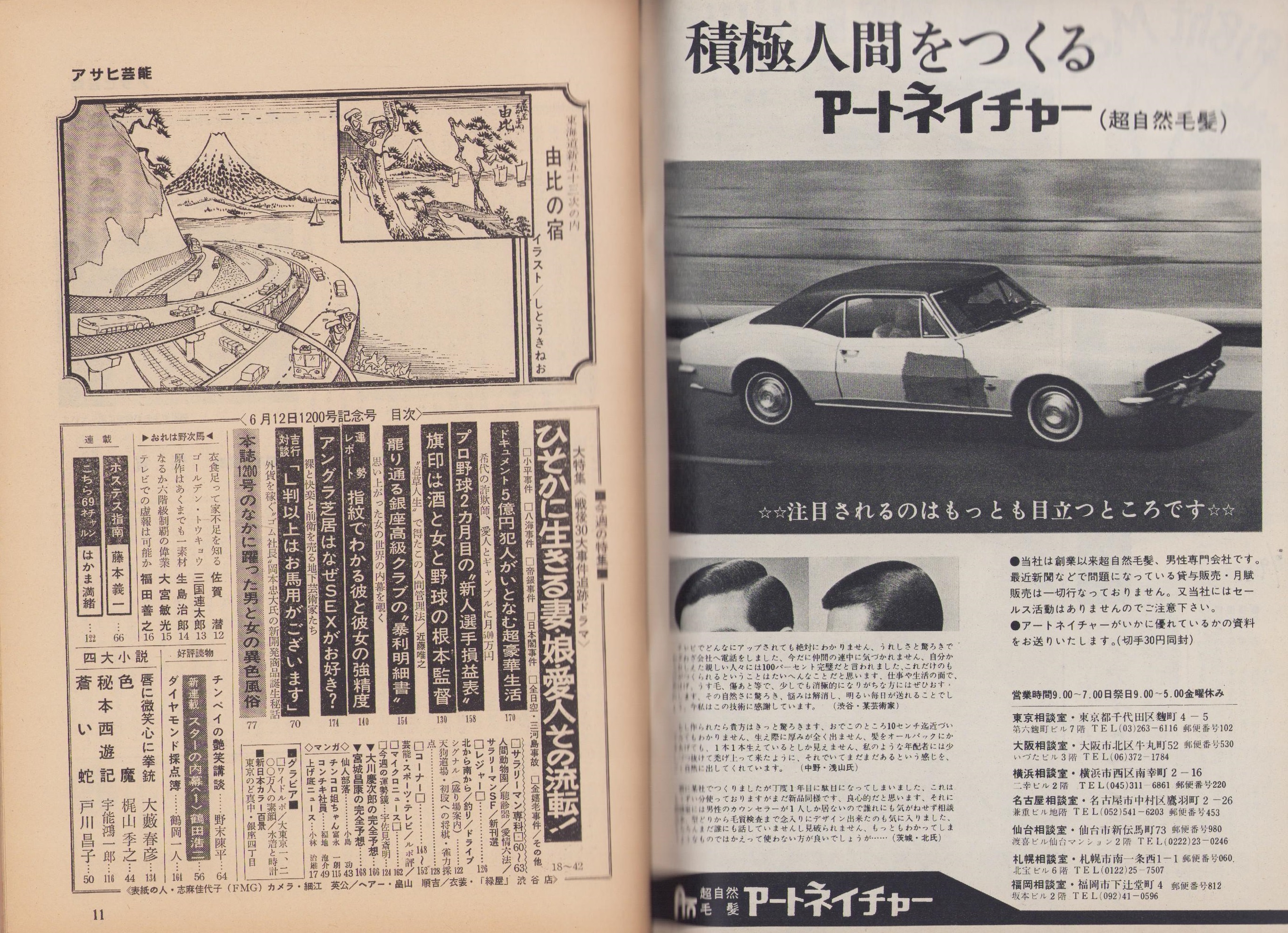 週刊アサヒ芸能 昭和44年6月12日号 表紙モデル・志麻佳代子（FMG