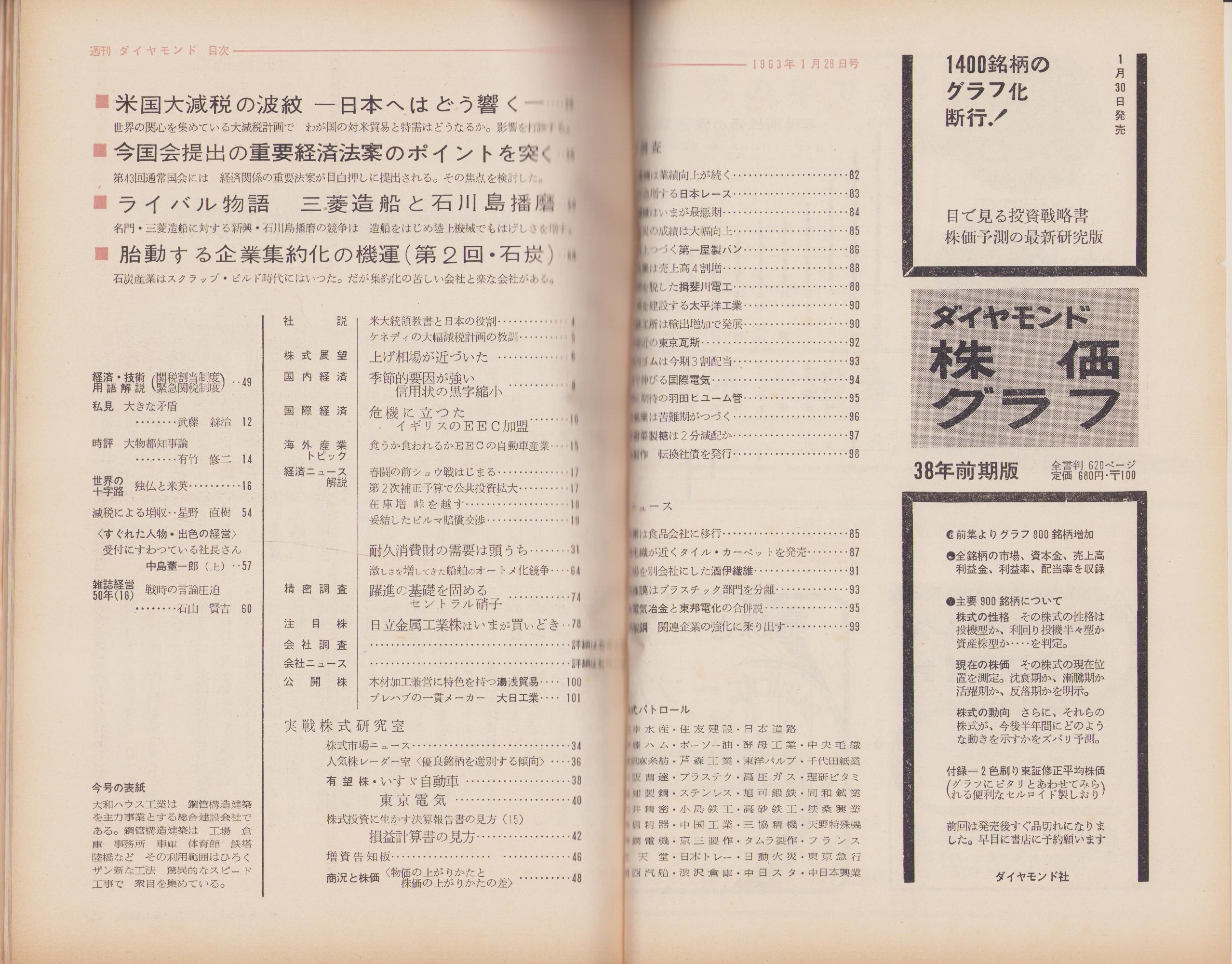 週刊ダイヤモンド 昭和38年1月28日号(〈ライバル物語 三菱造船と
