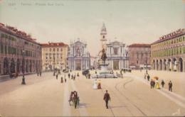 (外国絵葉書）Torino Piazza San Cario（イタリア・トリノ・サンカロル広場）1枚　(イタリア・トリノ）