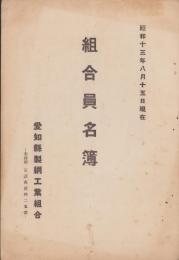 （愛知県製網工業組合）組合員名簿　-昭和13年8月15日現在-