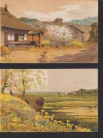 (絵葉書）丸山晩霞・画「風景」　2枚