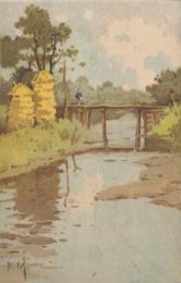 (絵葉書）三宅克己・画「風景」　1枚